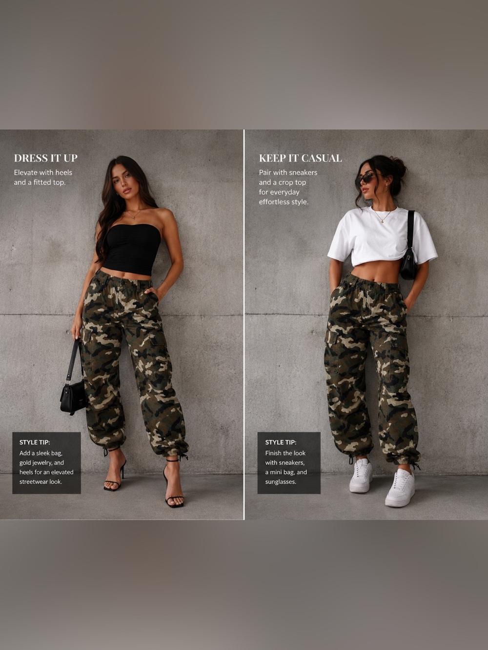 NWT KBB by Kahlana Asymmetrical Camo Cargo Jogger Pants